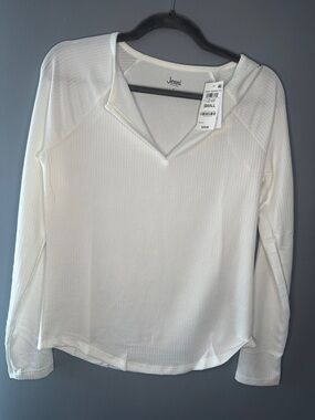 NWT- Jenni intimates Ribbed Long Sleeve Top Small Henley loungewear comfort